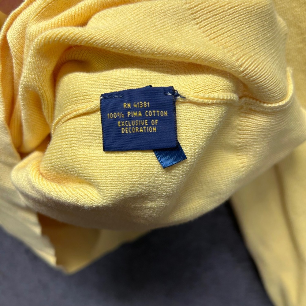 Polo Ralph Lauren Mens Yellow Pima Cotton V-Neck Sweater Size M Embroidered Pony - Picture 5 of 9